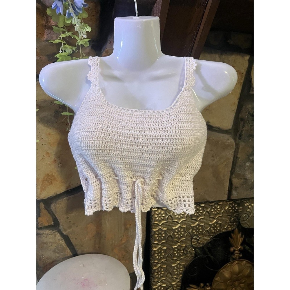 Altar'd State White Crochet Knit Crop Top Small
